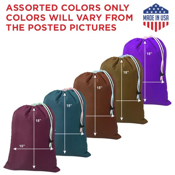 15" x 18" Medium NYLON Laundry Bags || Not Water-proof || Random (Mixed)  Colors