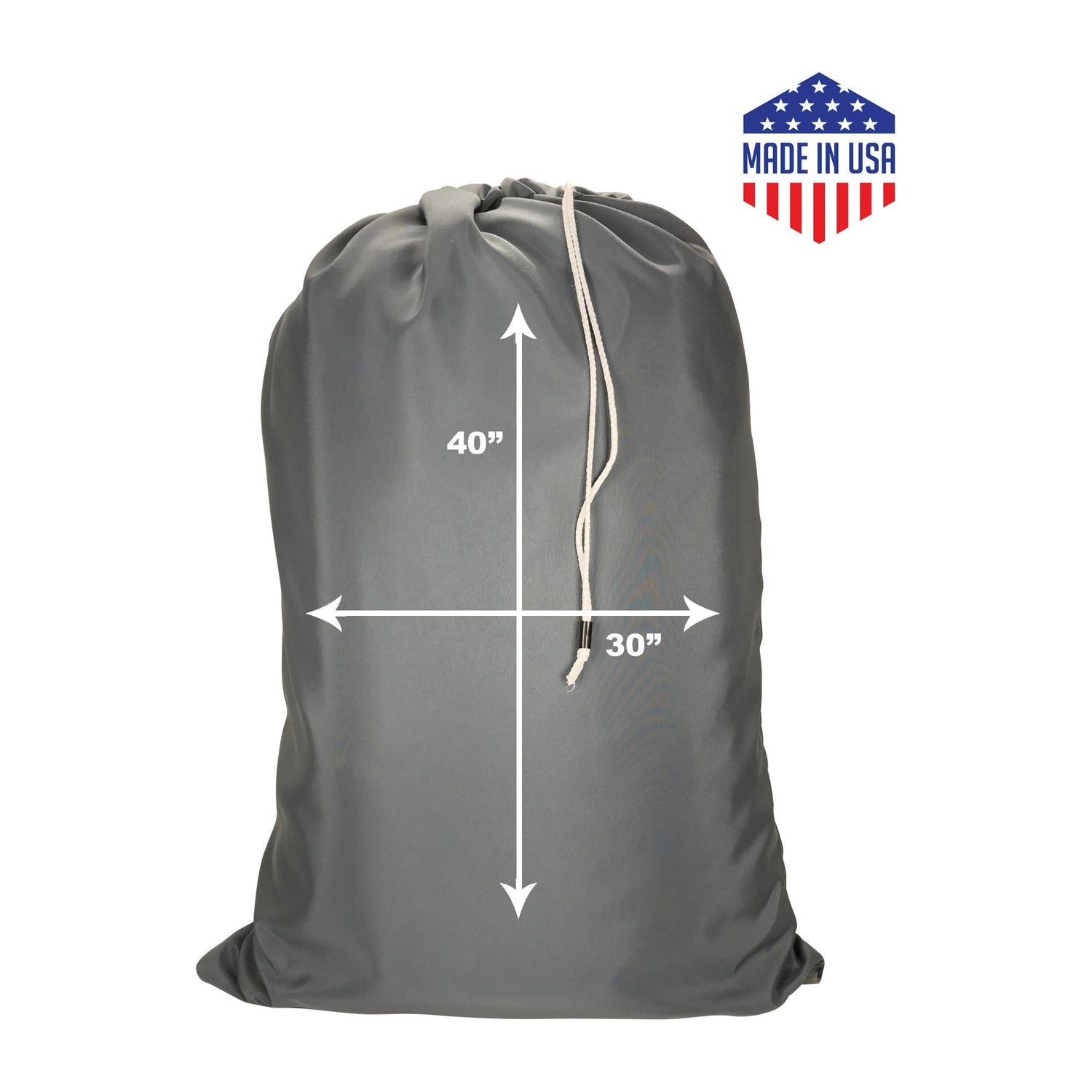 30'' x 40''  Heavy Nylon, 200 deniers, Not Water-proof. Color : Grey,$3.85/1 bag,$154.00/1Box,40pcs/box, Sold by the Box.