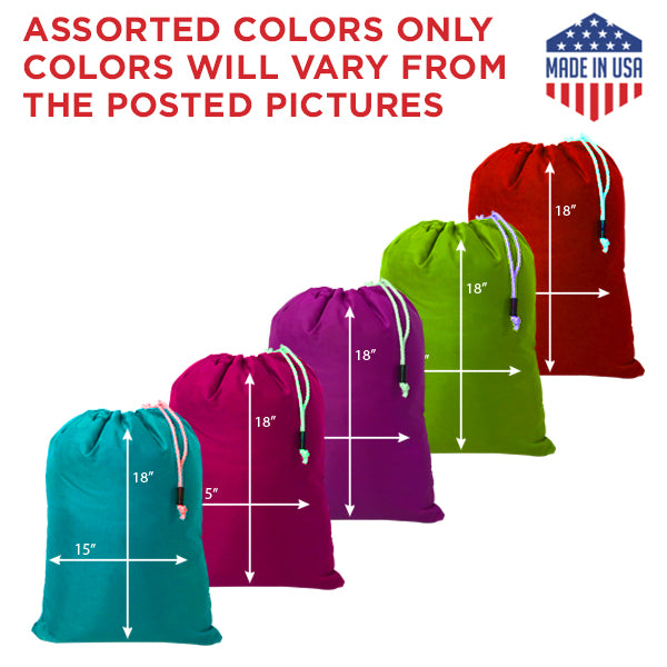 15" x 18" Medium NYLON Laundry Bags || Water-proof || Random (Mixed)  Colors