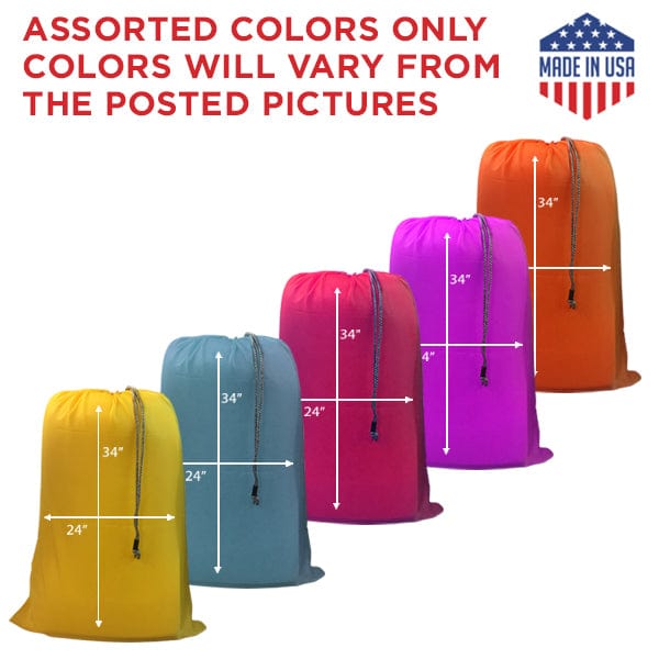 24" x 34" Heavy NYLON Laundry Bags || Not Water Proof || Random (Mixed) Colors