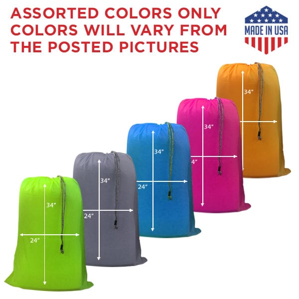 24" x 34" Heavy NYLON Laundry Bags || Water-proof || Random (Mixed)  Colors