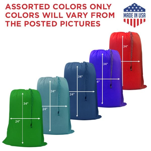 24" x 34" Medium NYLON Laundry Bags ||  Water-proof || Random (Mixed)  Colors