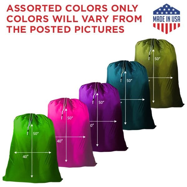40" x 50" Heavy NYLON Laundry Bags, Water-proof, Random (Mixed)  Colors